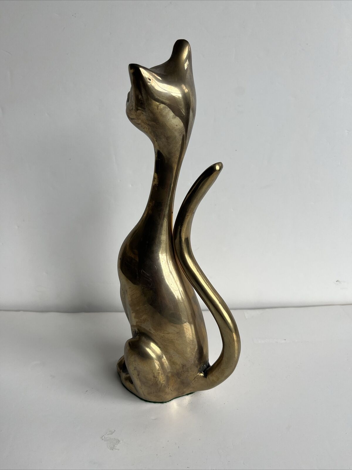VTG Large Brass Siamese Cat 12” Tall