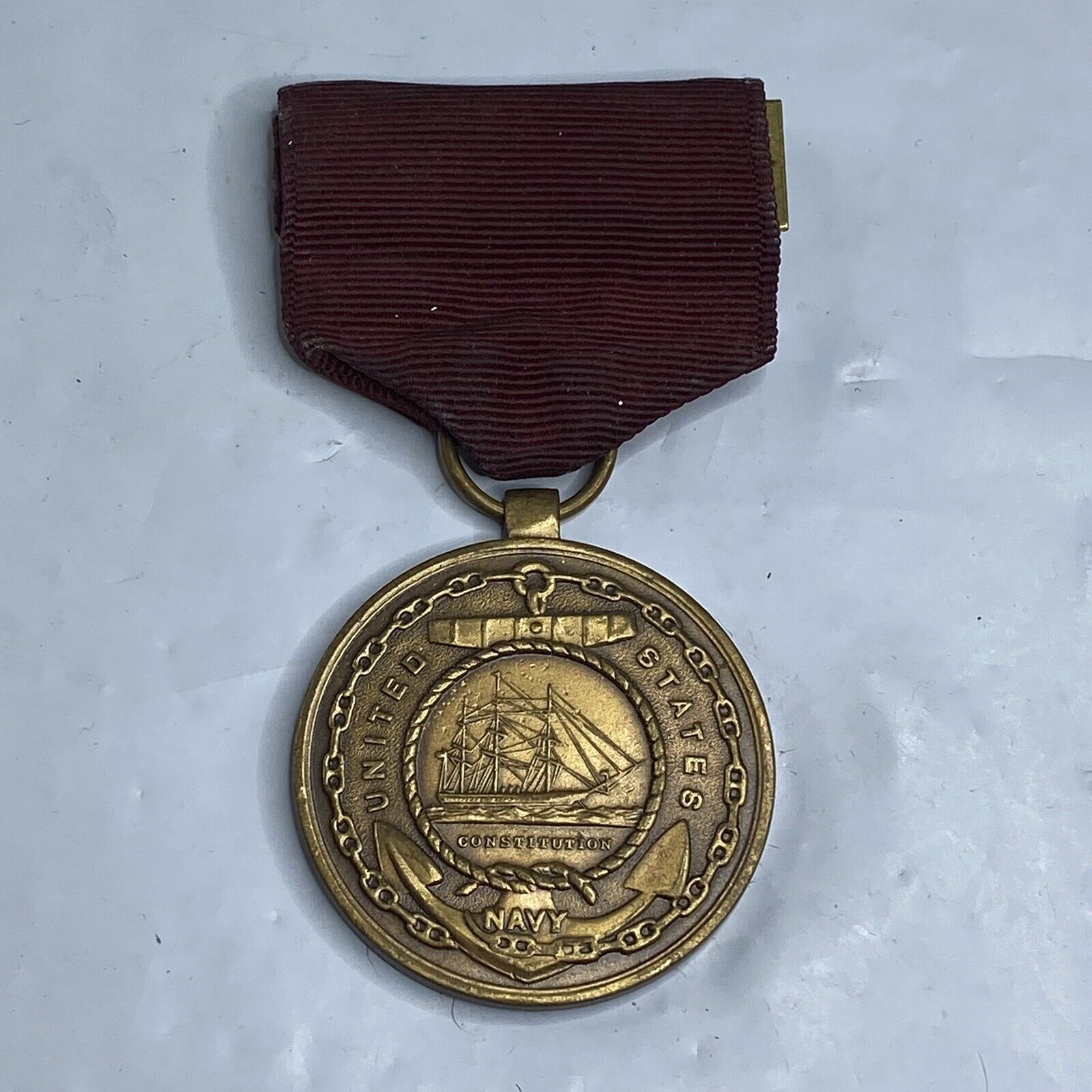 Vintage USN US Navy Good Conduct Medal US Constitution Ship Authentic Original
