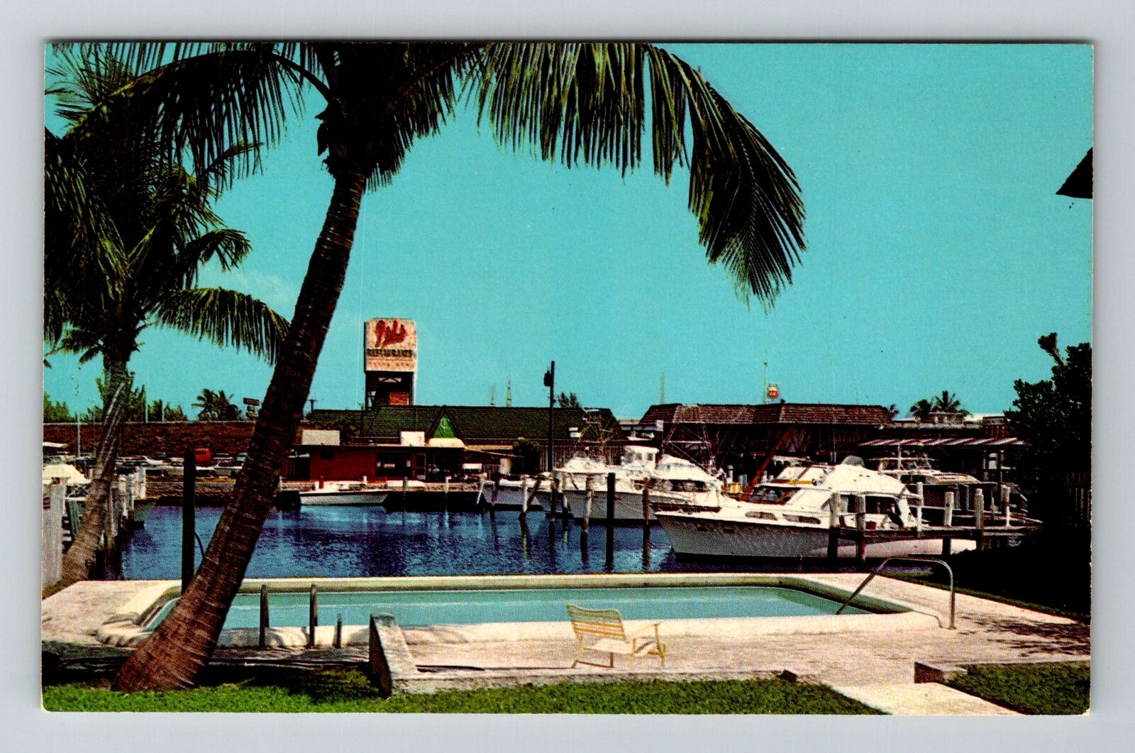 Deerfield Beach FL-Florida, Cove Marina, Inland Waterway, Vintage Postcard