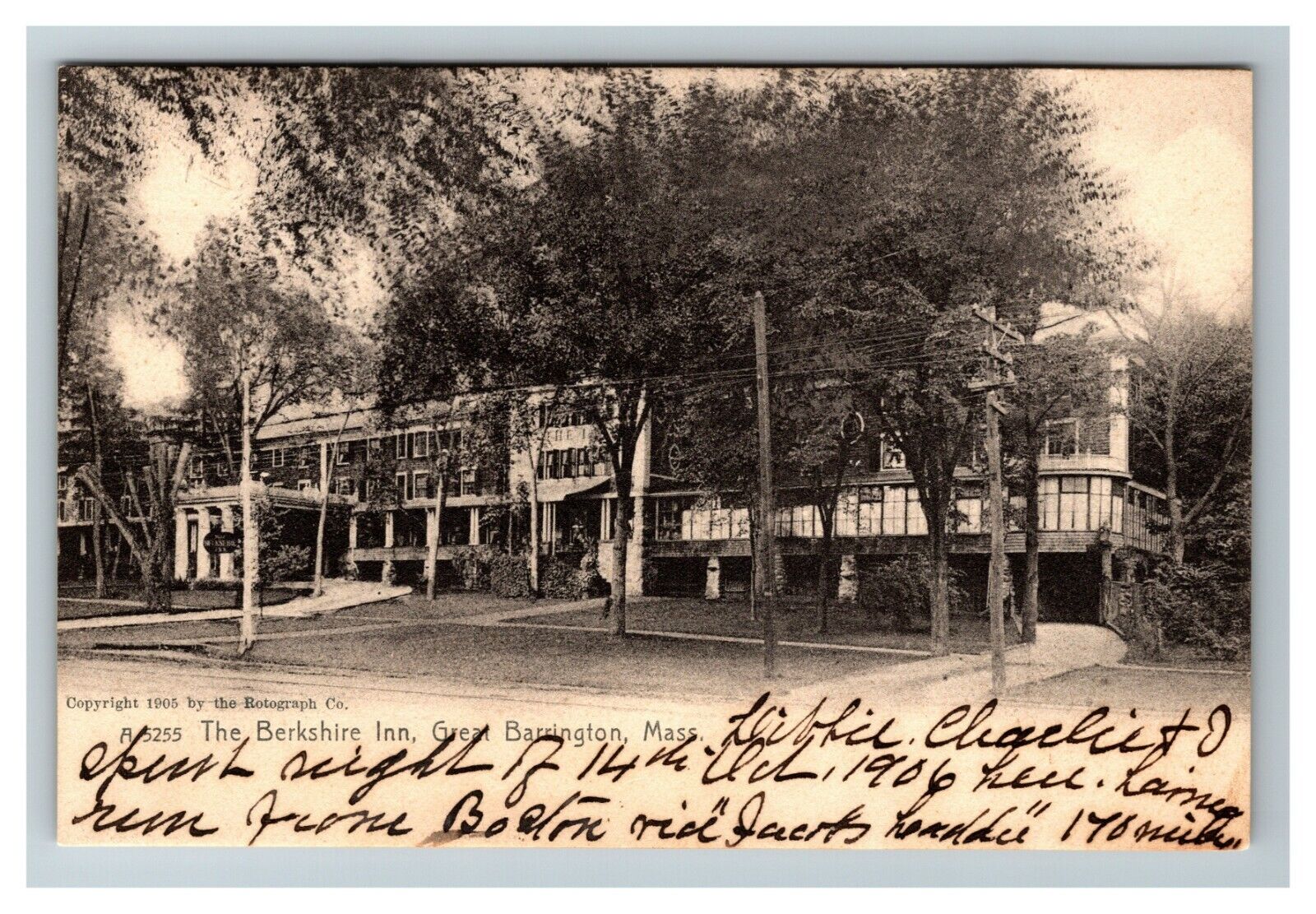 The Berkshire Inn, Great Barrington MA c1905 Vintage Postcard