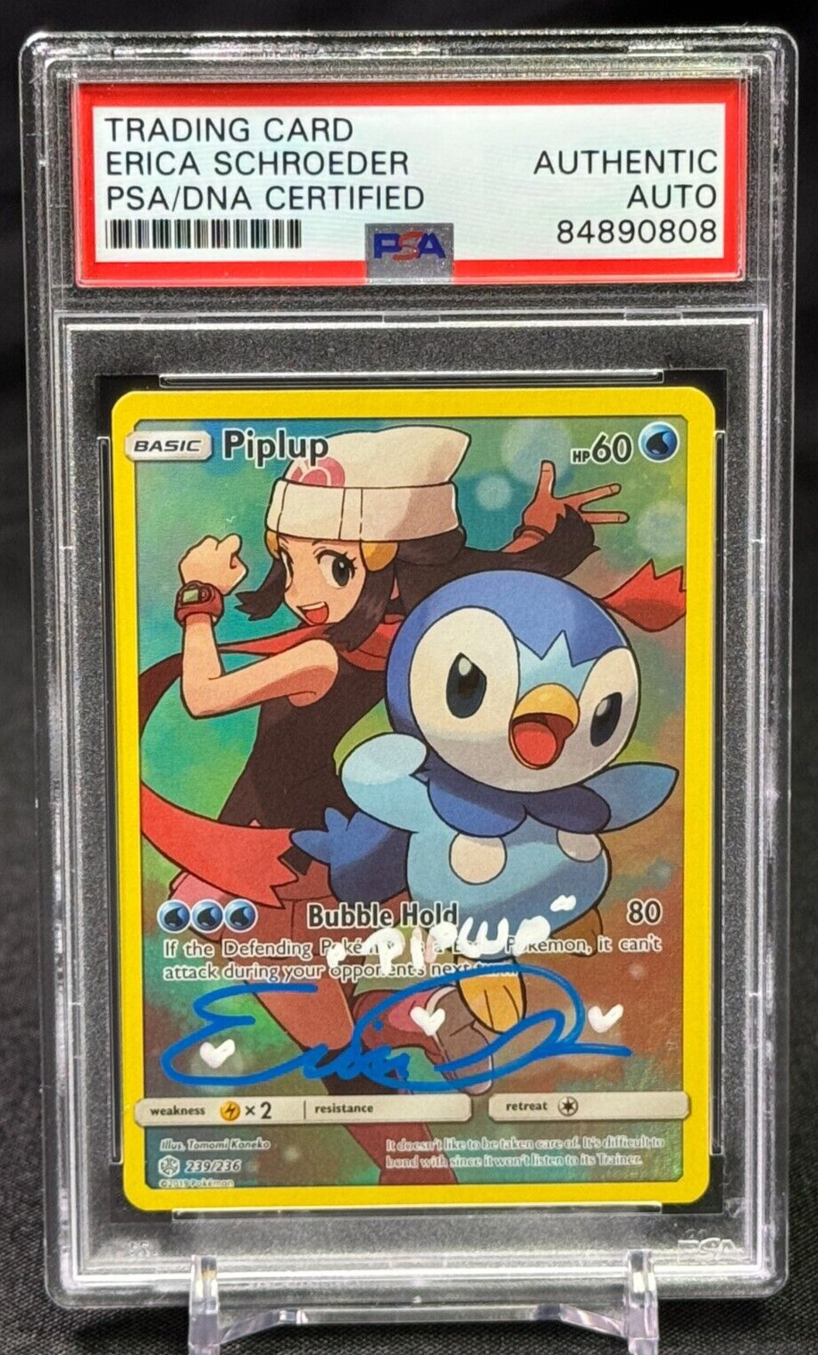 Piplup Pokemon Cosmic Eclipse Erica Schroeder Signed PSA/DNA Auto Authentic