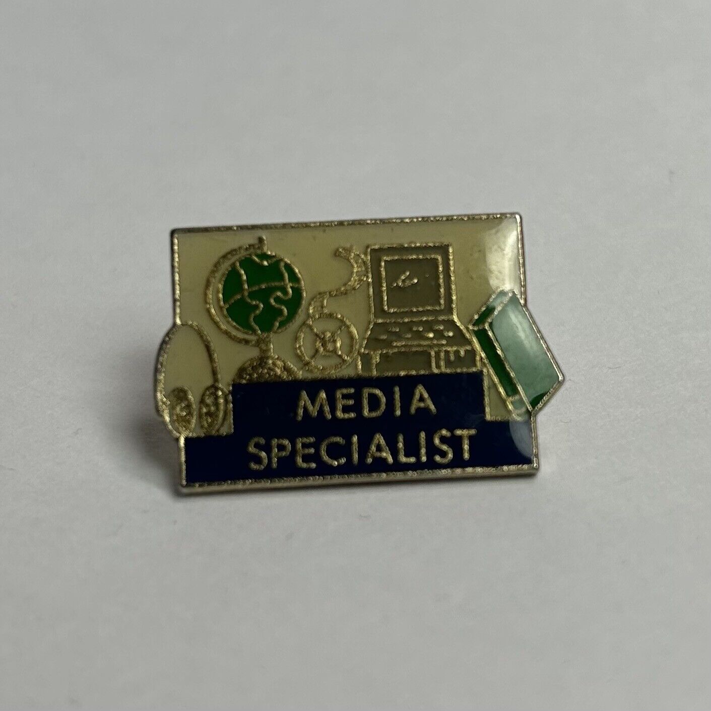 Media Specialist Gold Tone Vintage Lapel Pin