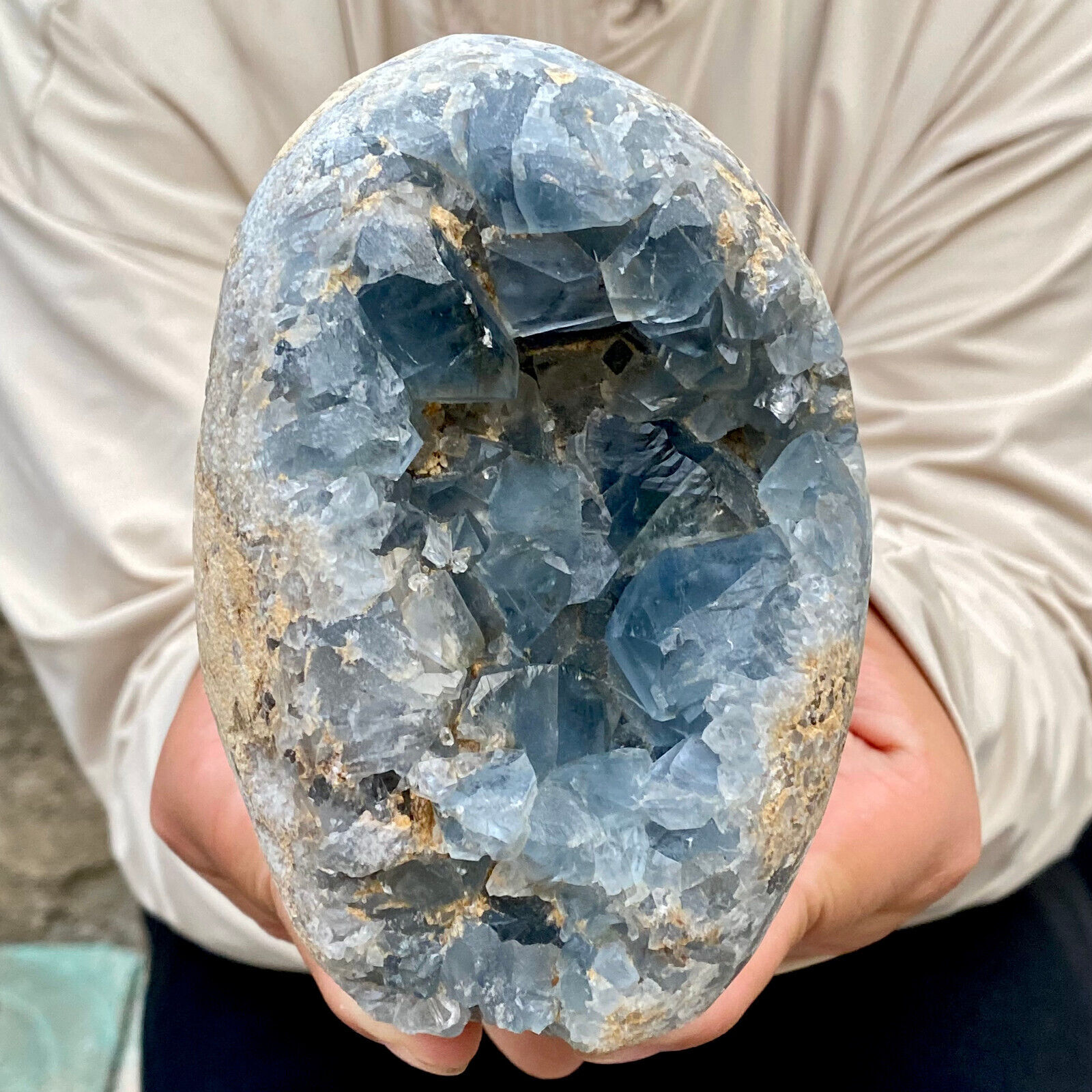 3.2LB Natural Raw Blue Celestite Crystal Quartz Cluster Geode Specimen Home Dec