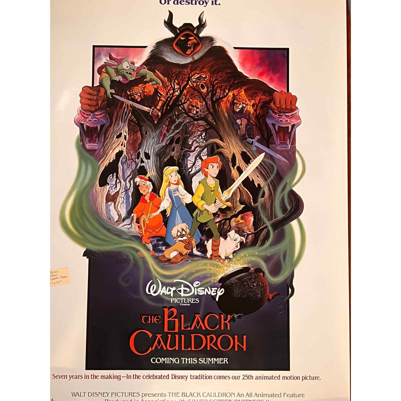 Original Disney Movie Poster The Black Cauldron Rare Amazing Condition 41” x 27”