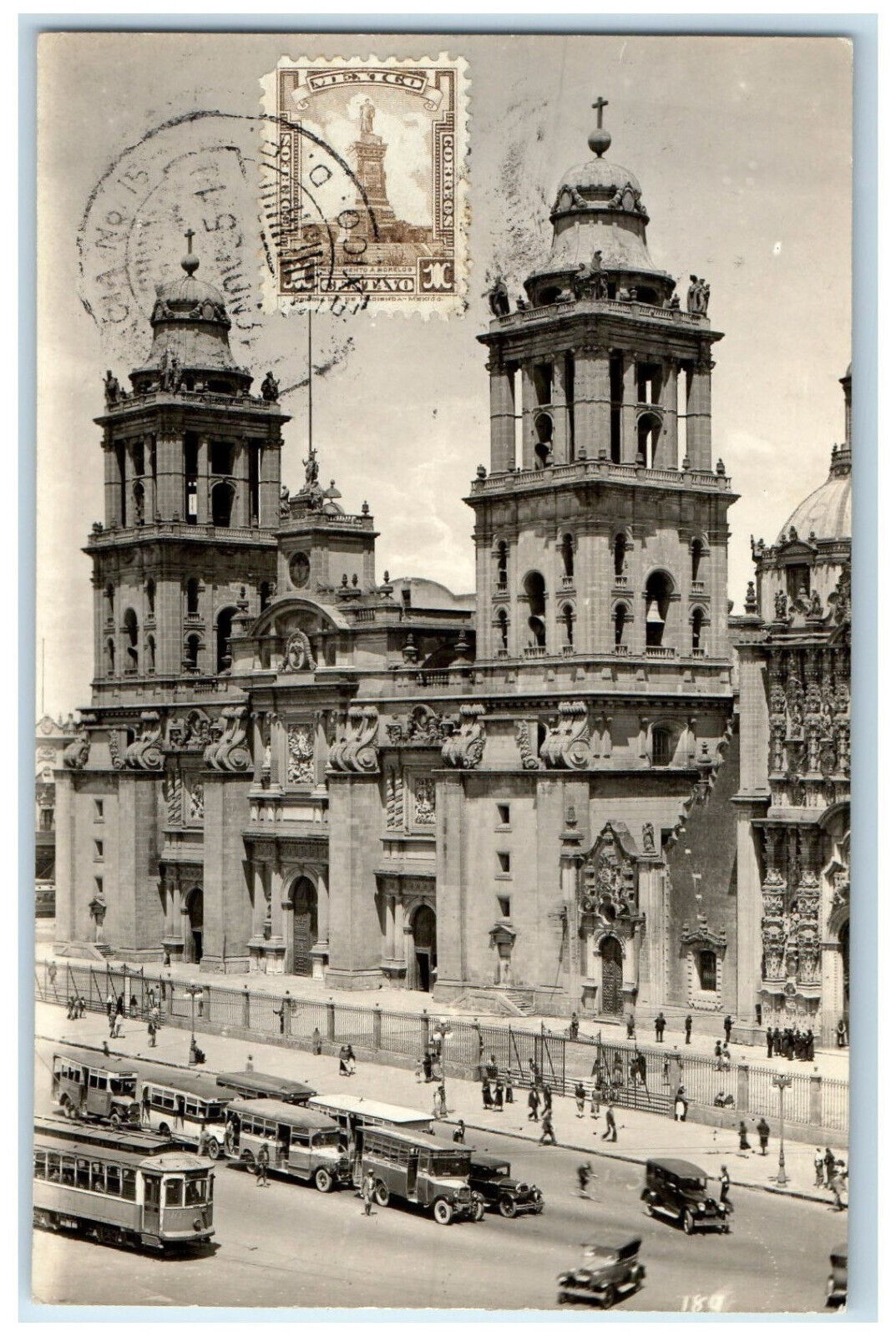c1940's Front View Bell Entrance of Church Mexico RPPC Photo Postcard