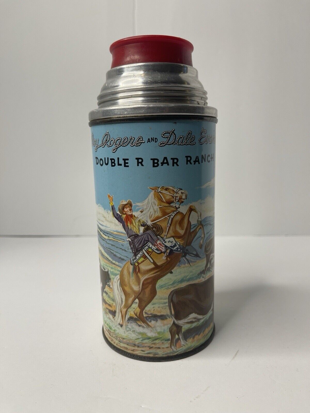 Vintage Roy Rogers and Dale Evans Double R Bar Ranch Metal Thermos