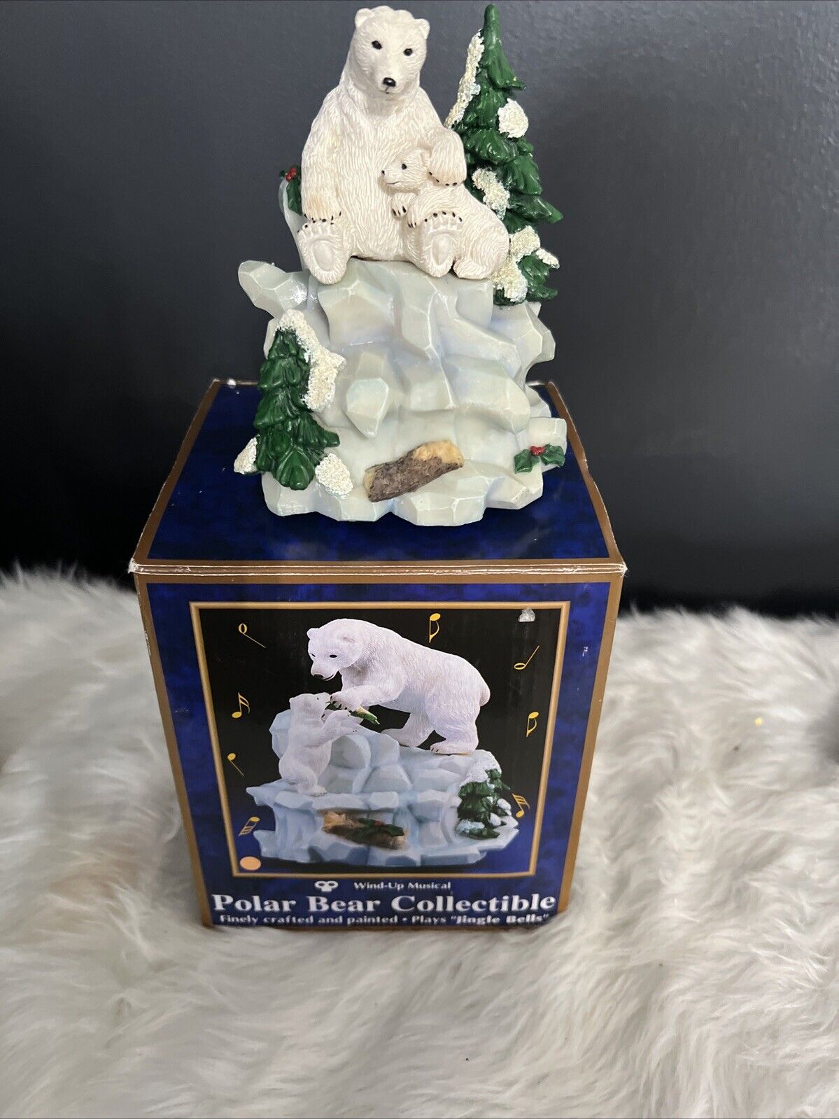 Vintage Polar Bear Collectible Xmas Polar Bear With Baby Bear Plays Jingle Bells