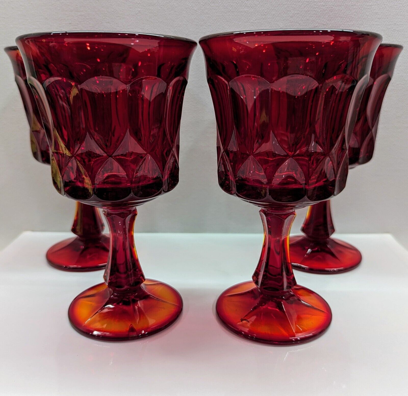 Set of 4 Vintage Noritake Perspective-Ruby Cadmium Crystal Water Tea Goblets