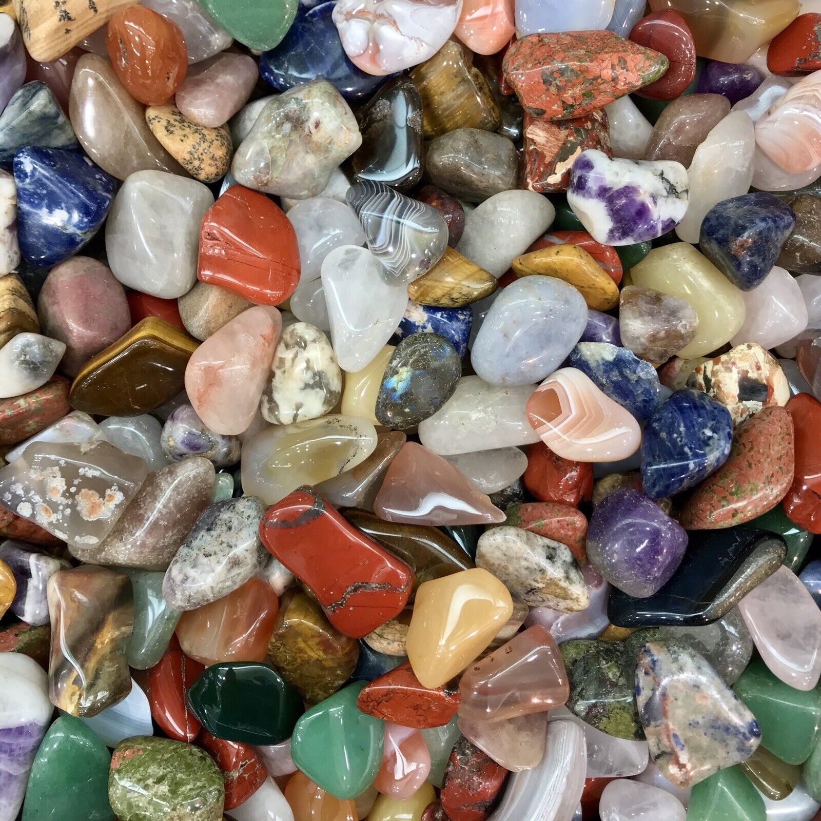 2lb Mixed Lot Polished Rocks - Tumbled Stones Gemstone Mix - Healing and Reiki