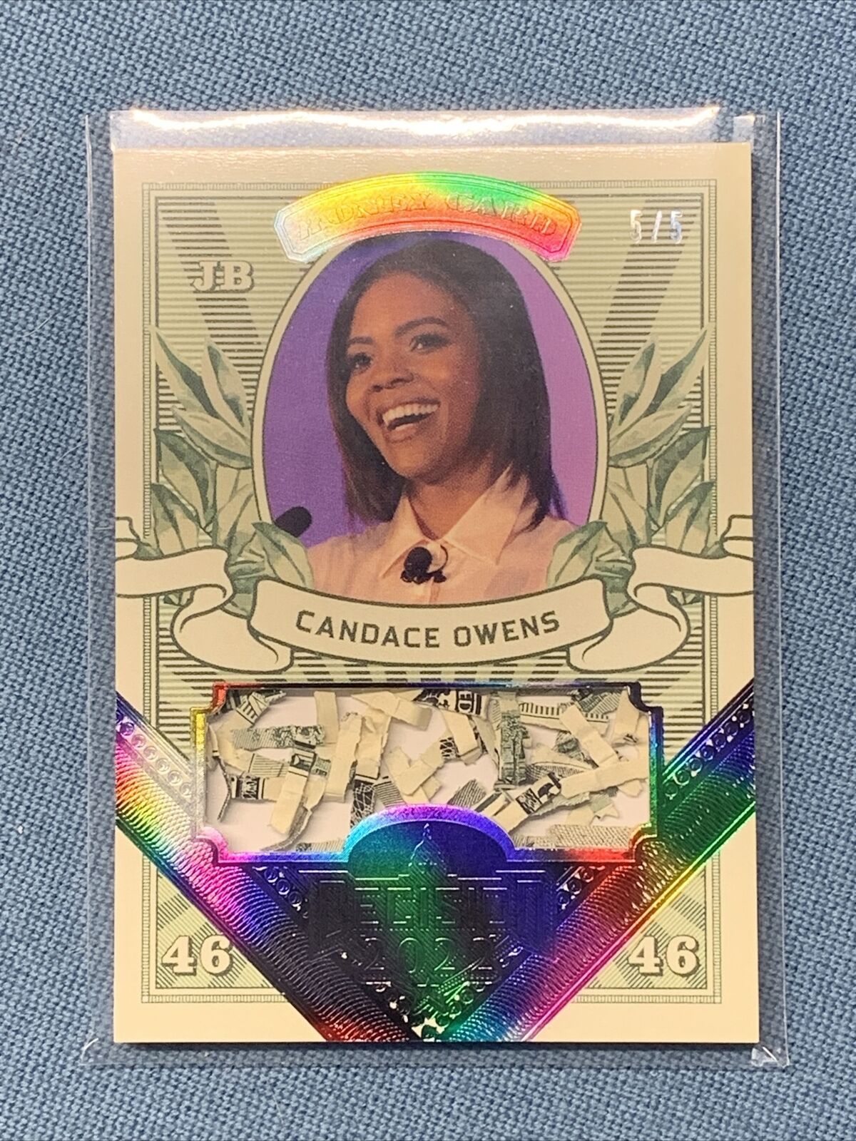 CANDCE OWENS /5 2022 Decision 2024 Money Card Rainbow Foil Shredded Currency