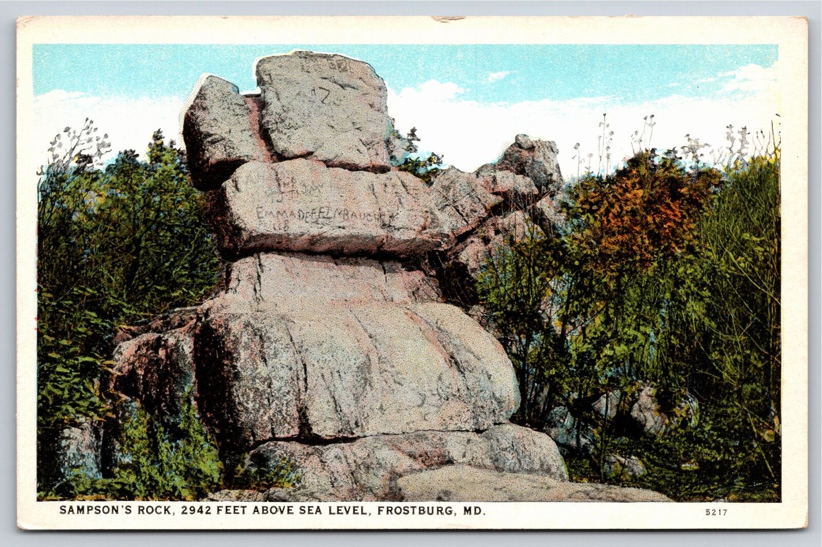 Frostburg Maryland~Sampsons Rock 2900 Ft Above Sea Level~American Art~Vintage PC