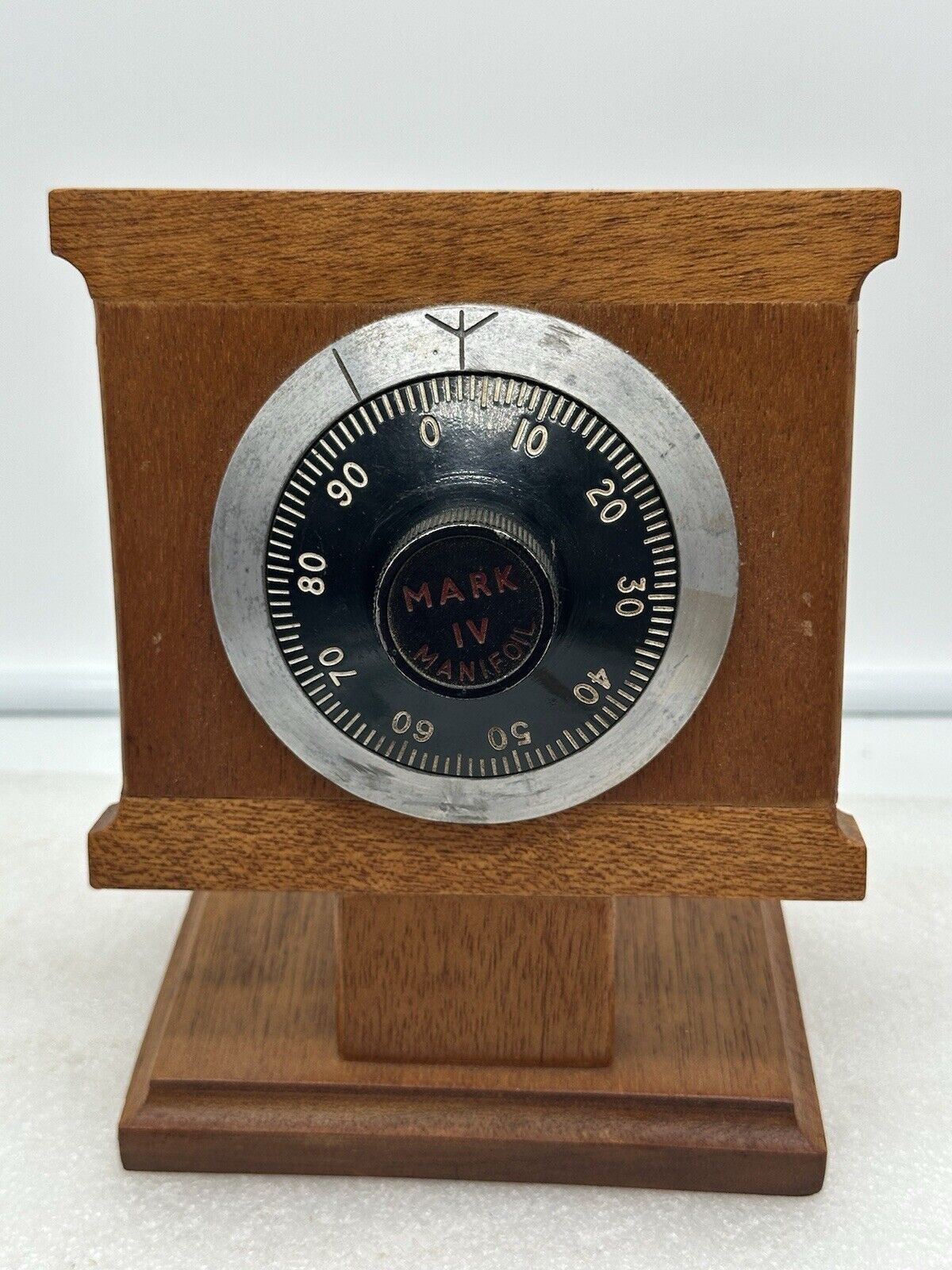 1968 Chubb Mark IV Manifoil Combination Safe Lock Mounted On Wood Display