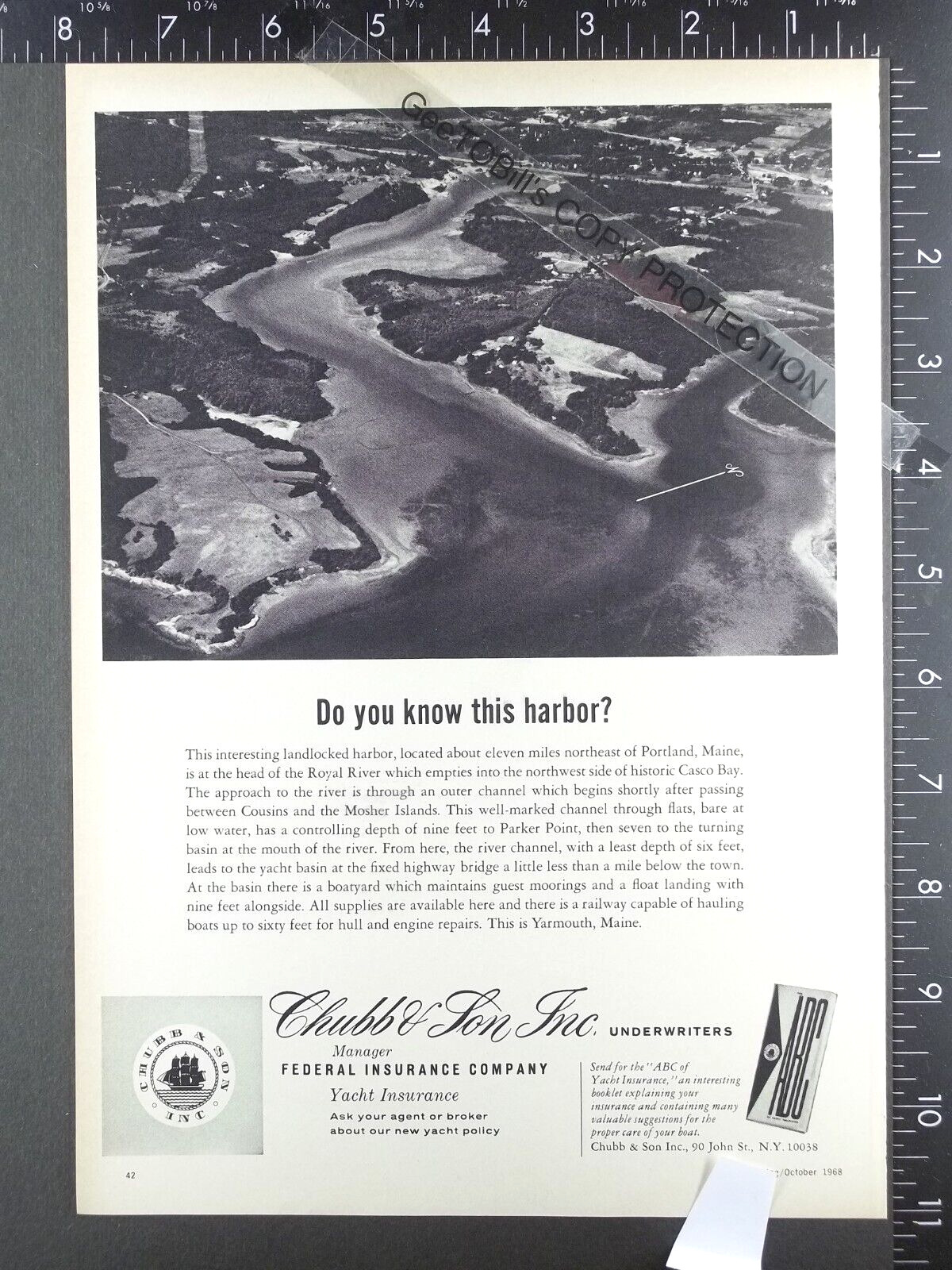 1968 ADVERTISEMENT for Chubb & Son Yarmouth ME harbor yacht boat