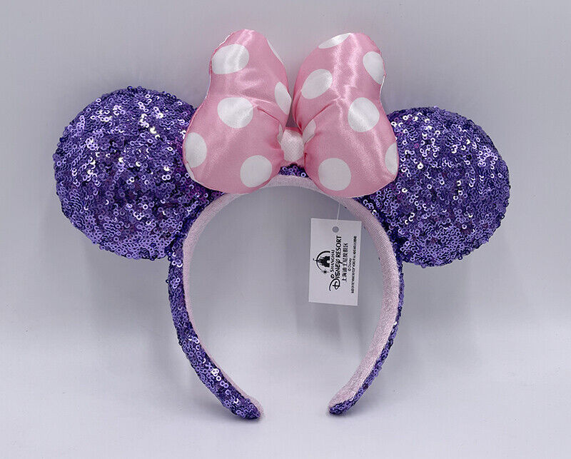 Lavender Ears 2021 Disney Parks Headband Pink Polka Dot Minnie Purple Sequin