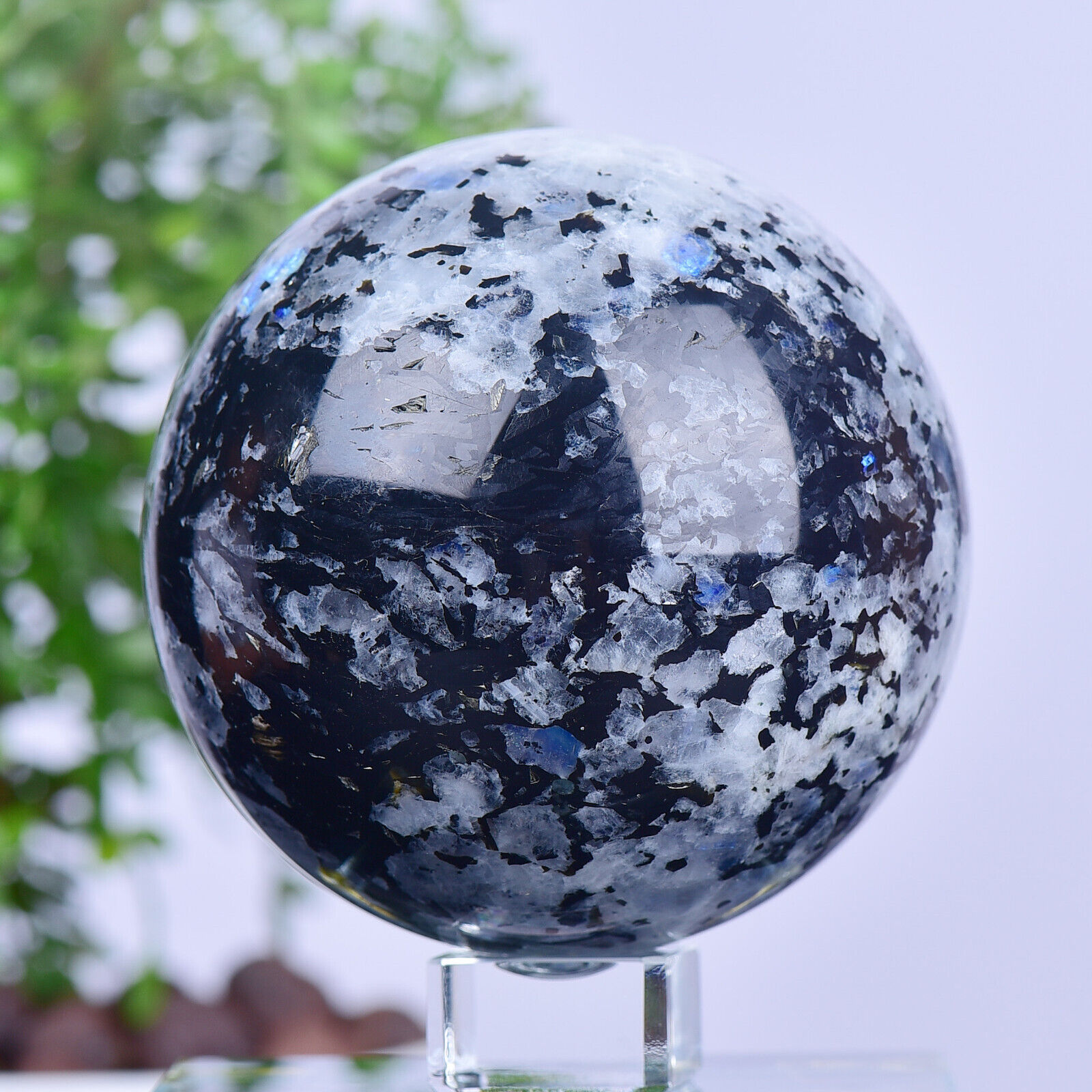 1.79LB Natural Moonlight stone Quartz Crystal Sphere Ball Healing