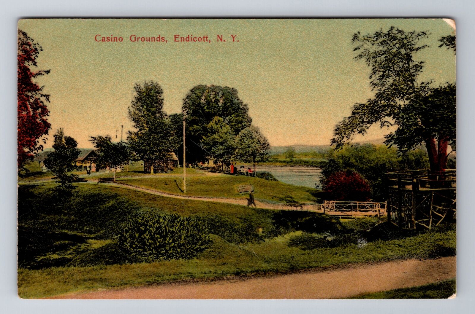 Endicott NY-New York, Casino Grounds, Antique, Vintage Postcard