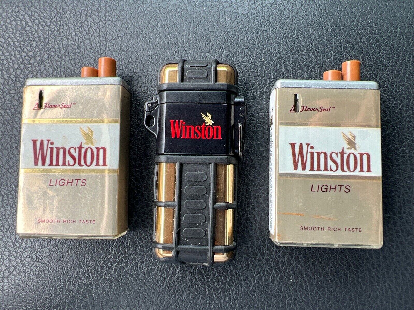 Vtg 80s RARE Winston Quantum Flameless Lighter By Colibri W/ 2 Pack Lighters