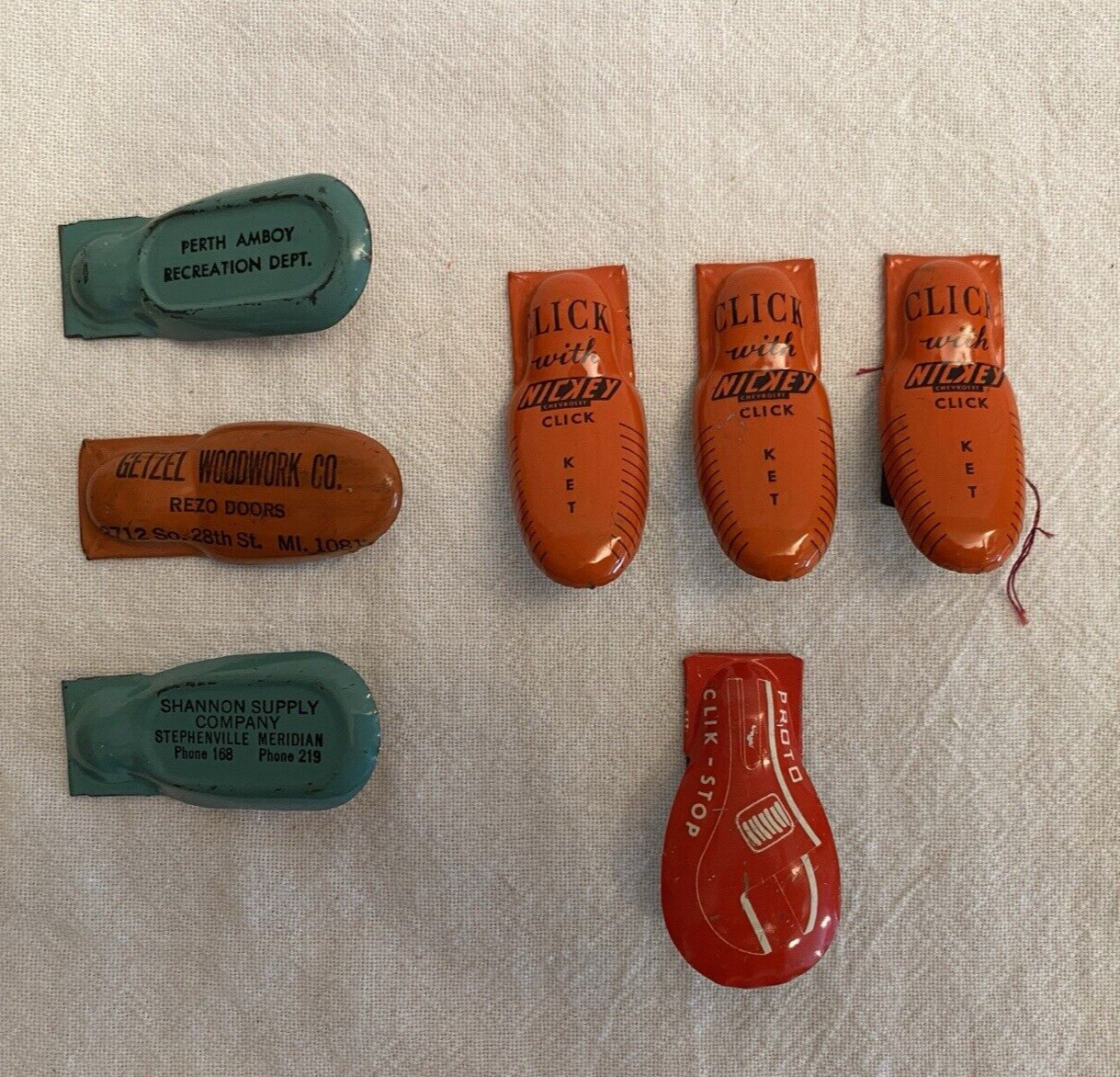Lot of 7 Vintage Adv Clicker/Noisemaker~Misc advertisers