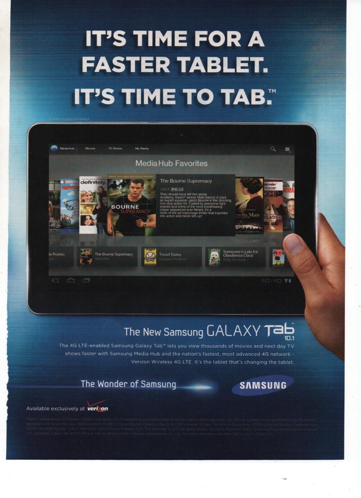 2011 Print Ad Samsung Galaxy Tab  8in x 11 in Tablet Computer