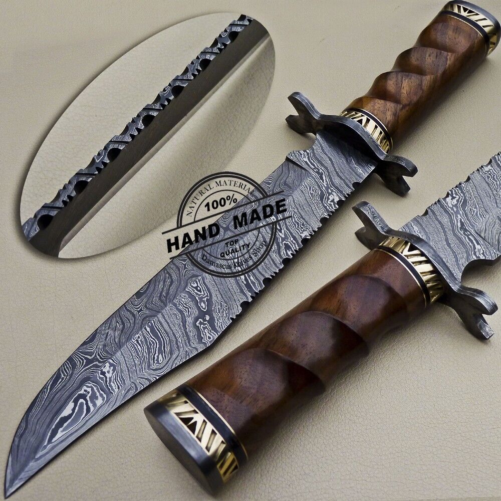 Custom Handmade Damascus Steel Hunting Damascus Bowie Knife 1619