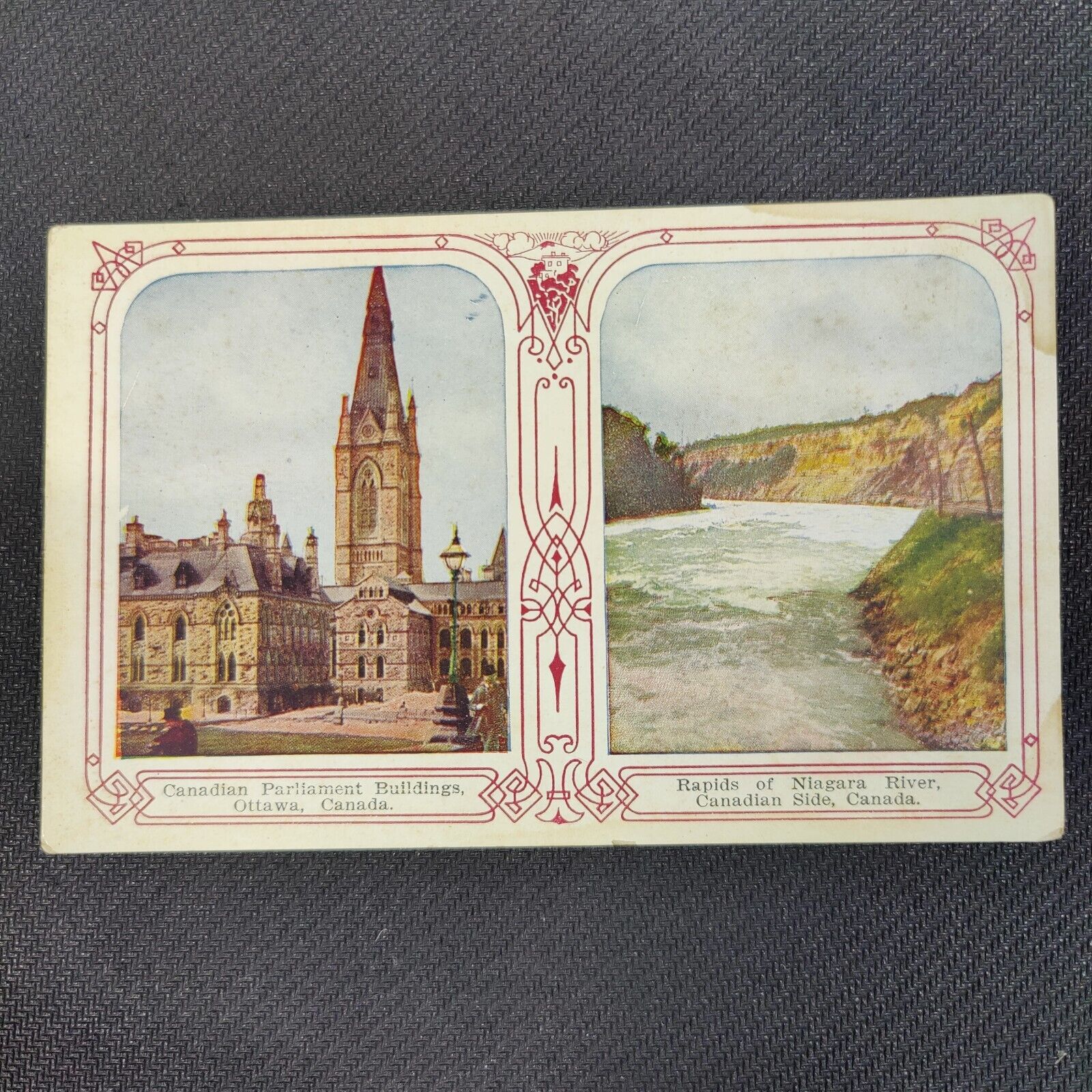 RARE c. 1920s World Travel Postcard CANADA PARLAIMENT BUILDINGS + NIAGRA FALLS