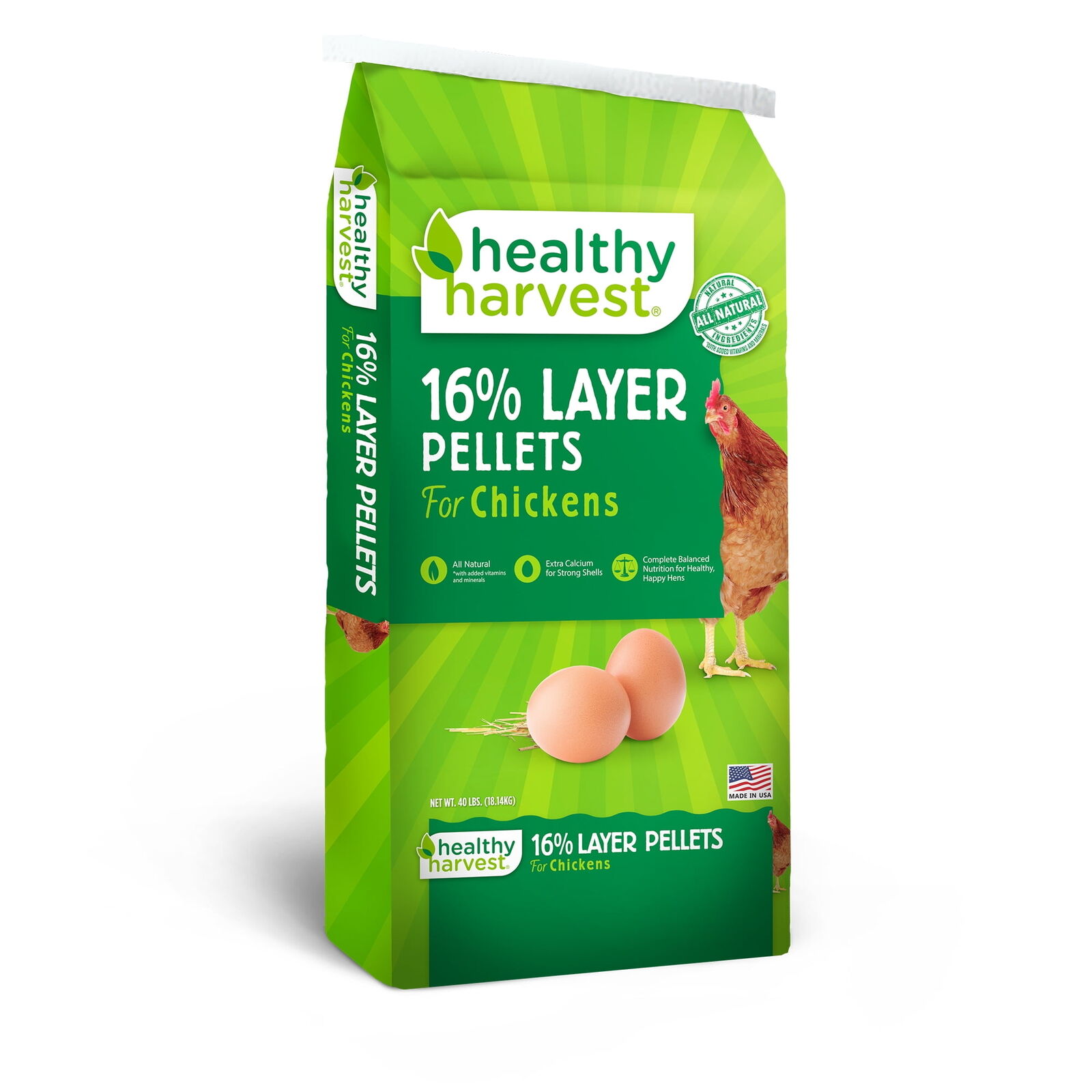 Healthy Harvest 16% Layer Pellets Feed for Egg Laying Chickens, 40 lb bag...