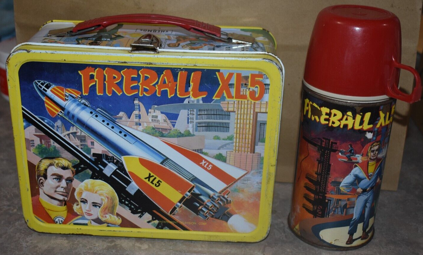 VINTAGE FIREBALL XL5 METAL LUNCHBOX AND THERMOS SPACE ROBOTS 1964 (TIER RACK 2)