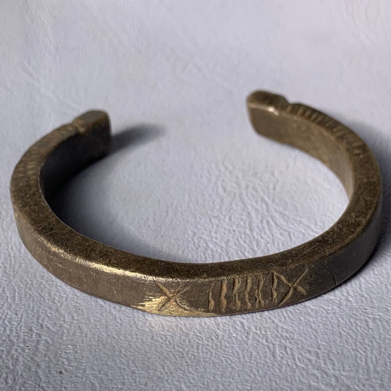 Ancient Bronze Antique Rare Viking Engraved Bracelet Amazing Amazing Artifact
