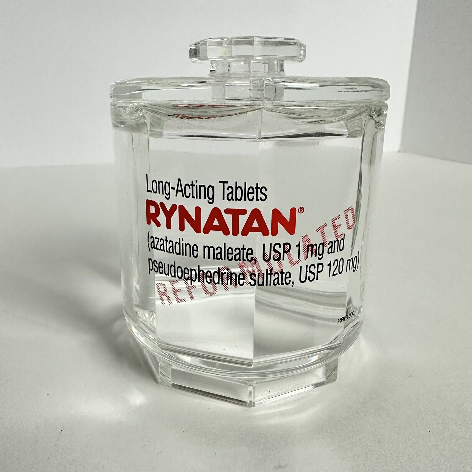 Vintage Rynatan Tablets Promo Collectible Plastic Jar Drug Rep Pharma