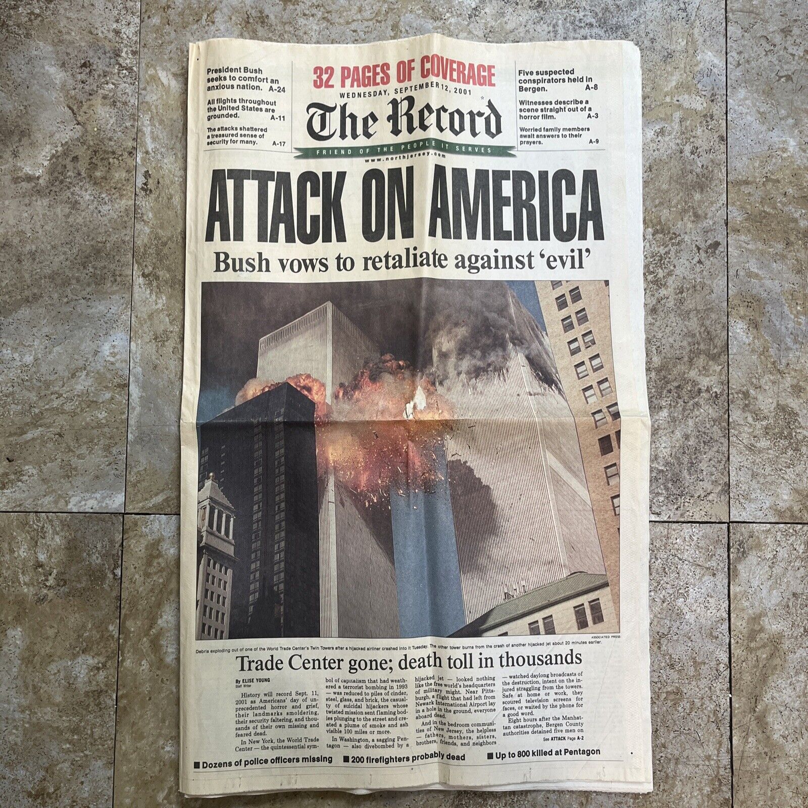 The Record - September 12, 2001 Issue - Attach on America - Used