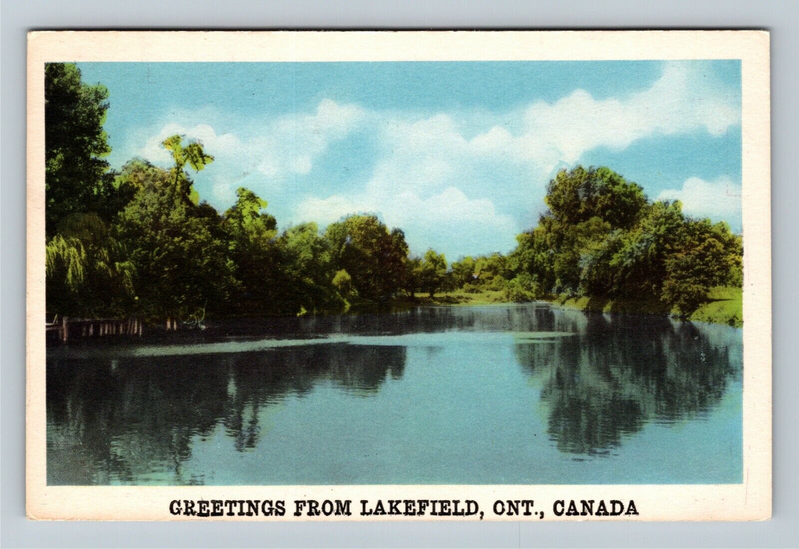 Lakefield Ontario Canada, Greetings, Scenic Lake View Vintage Souvenir Postcard