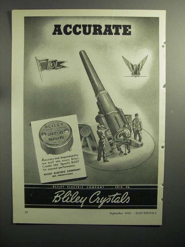 1943 WWII Bliley Radio Crystal Unit Ad