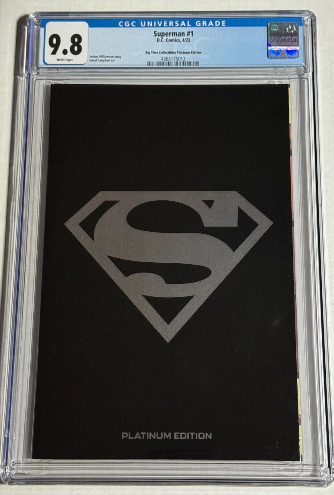 SUPERMAN #1 CGC 9.8 PLATINUM EXCLUSIVE FOIL VARIANT  1st APP. SUPERCORP 2023