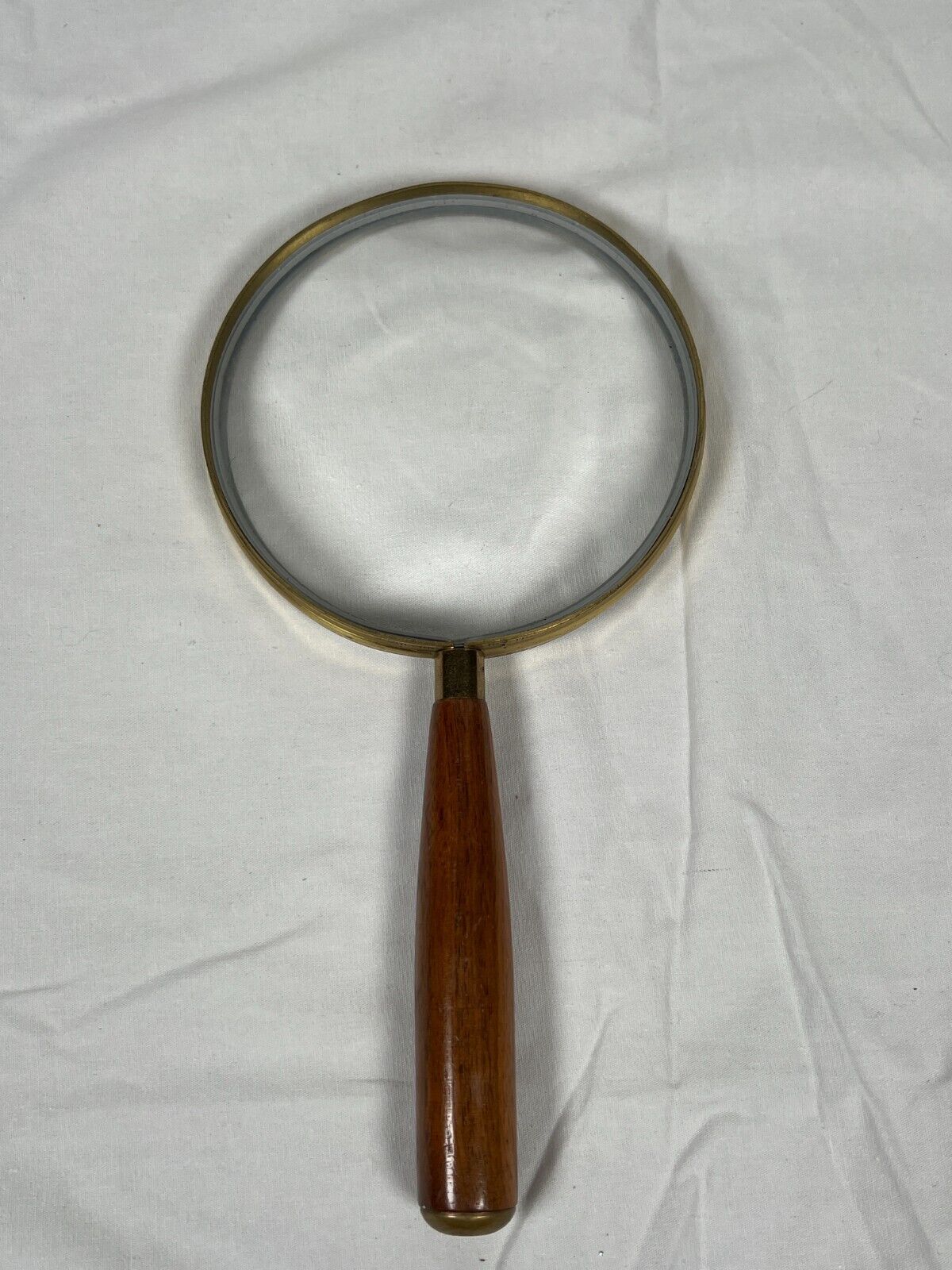Vintage Donegan Optical Magnifying Glass Round Brass+Wood Deluxe Reader Large 5”