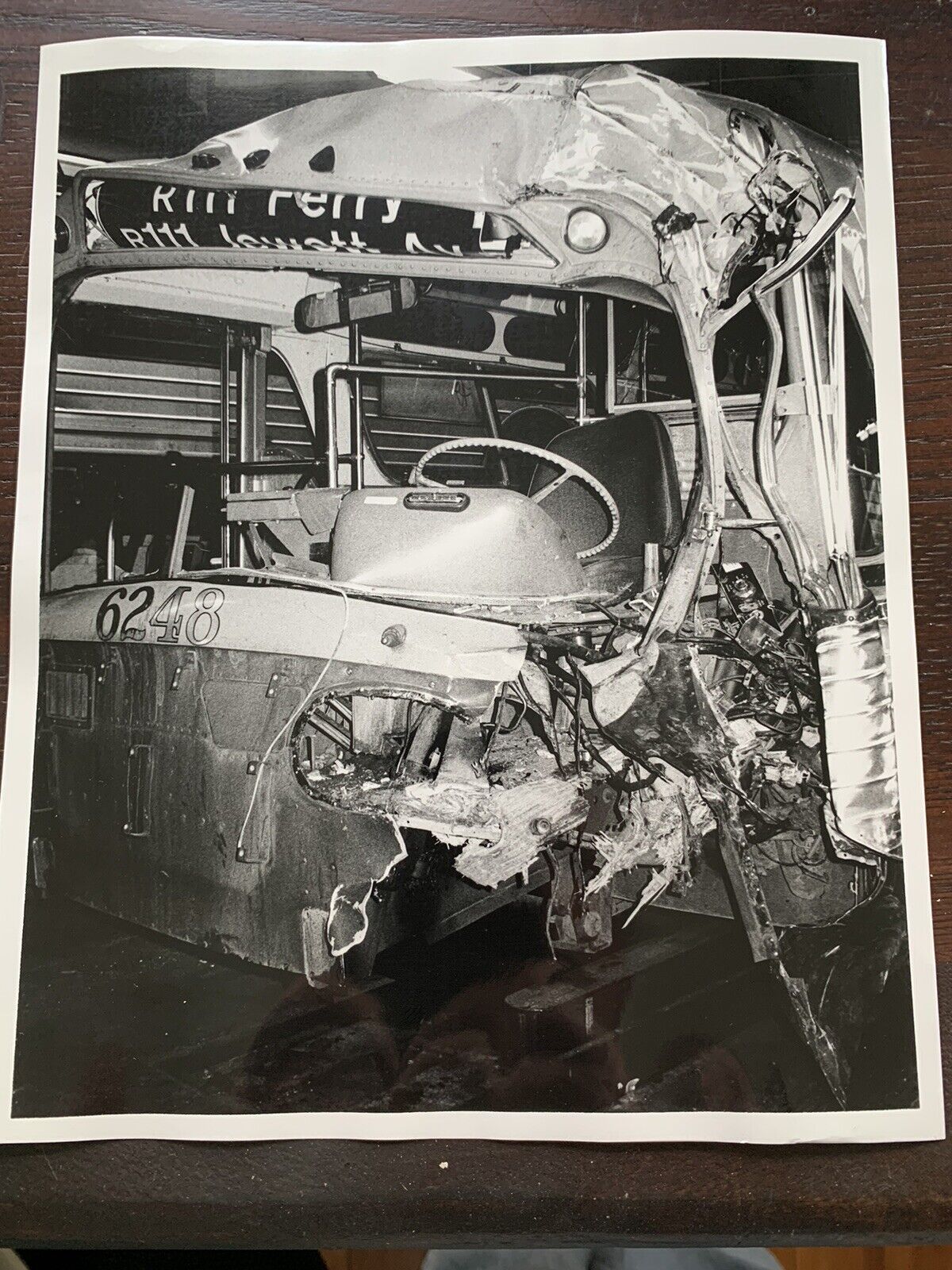 8X10 NY NYC SURFACE TRANSIT BUS #6248 FERRY B&W 1976 CAR ACCIDENT NEW YORK CITY