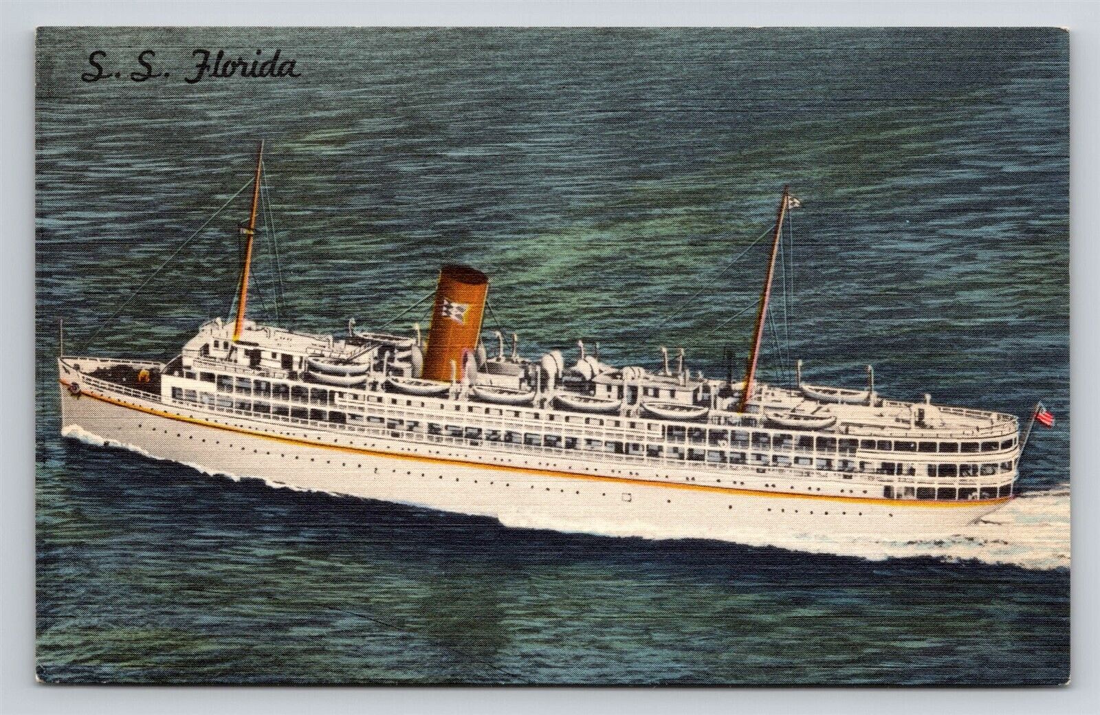 SS Florida Nassau Cruise Ship P & O Steamship Co. Miami FL Vtg Postcard