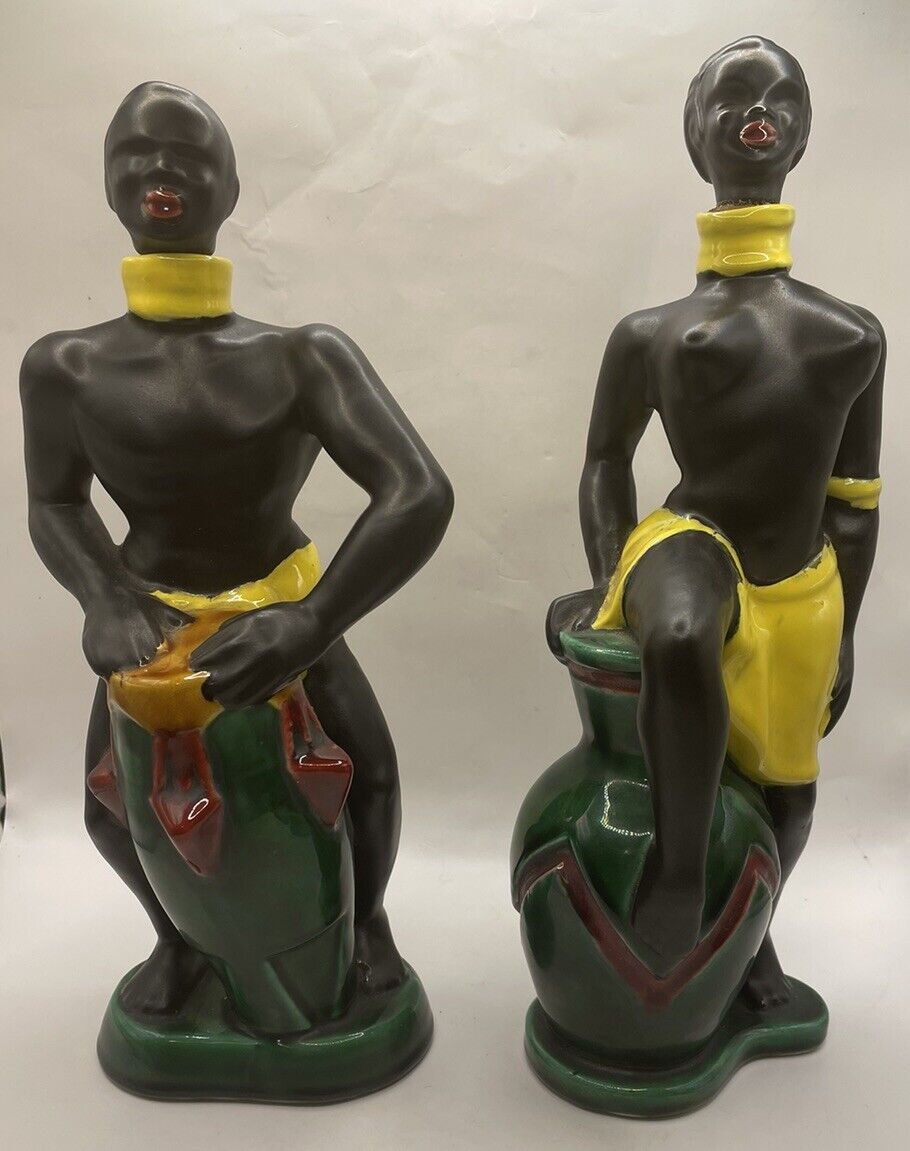 Vintage Exclusive for Luc Vallauris by Auguste Lucchesi African Couple Decanters