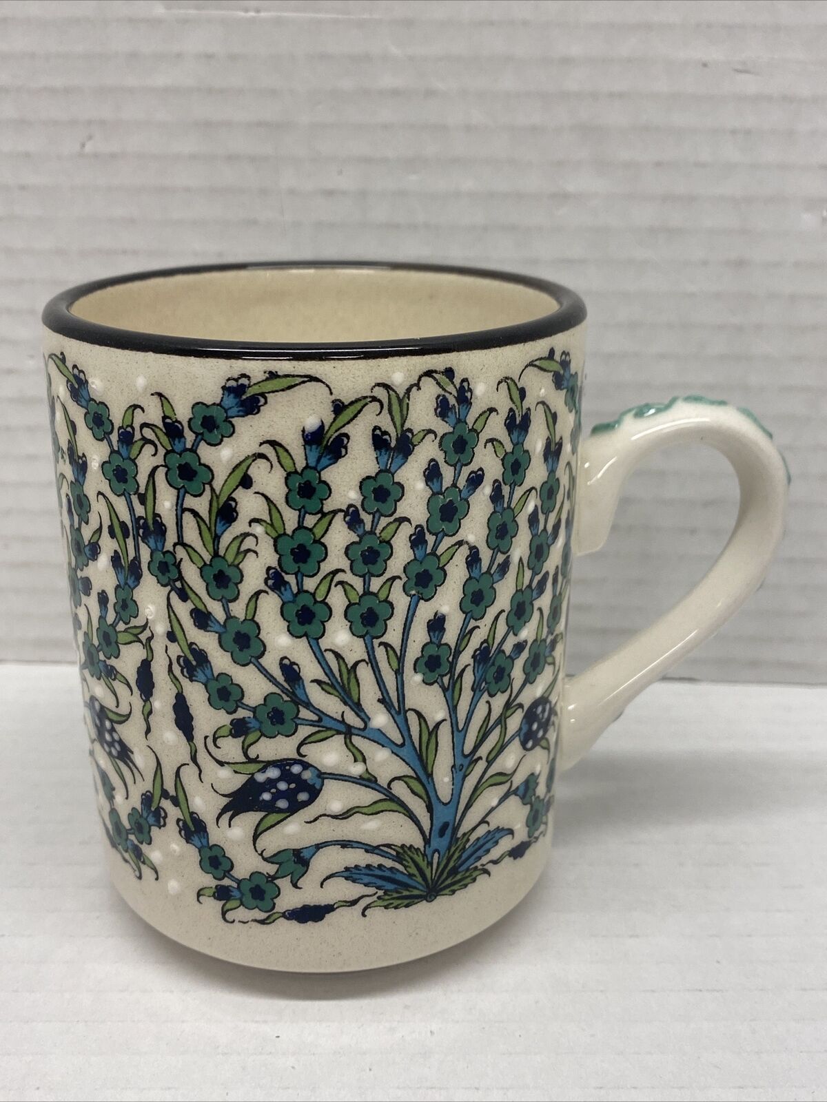 Nakkas Cini Ceremic Decorative Handpainted In Turkey Cup Mug blue floral