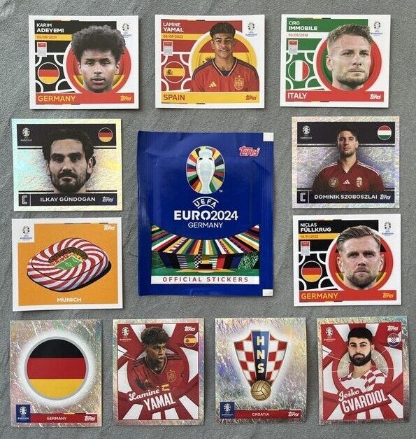 Topps Euro 2024 Germany 5 / 10 / 20 / 50 / 100/200 stickers choose alphabetically