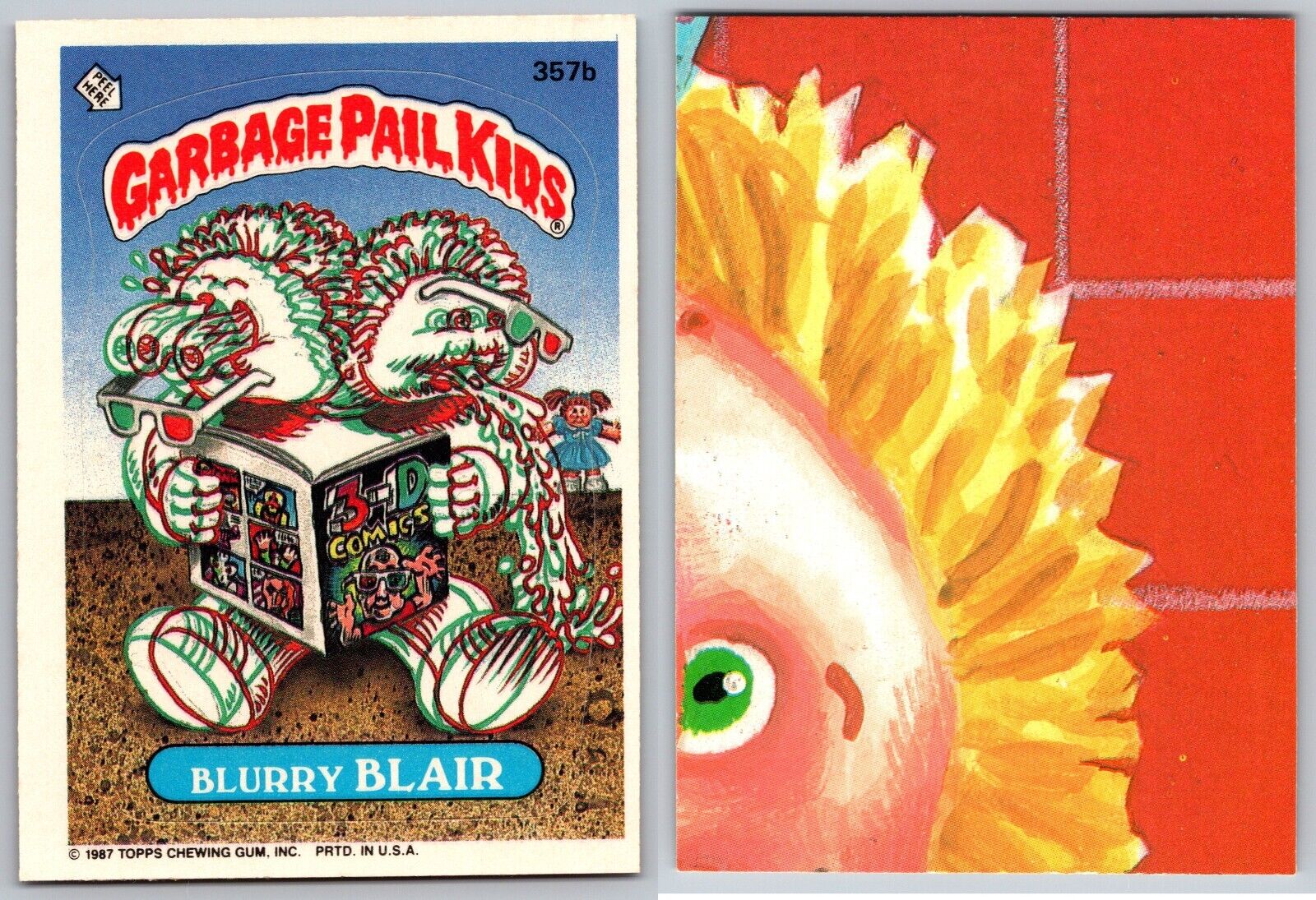 1987 Topps Garbage Pail Kids GPK Original Series 9 Card Blurry BLAIR 357b NM