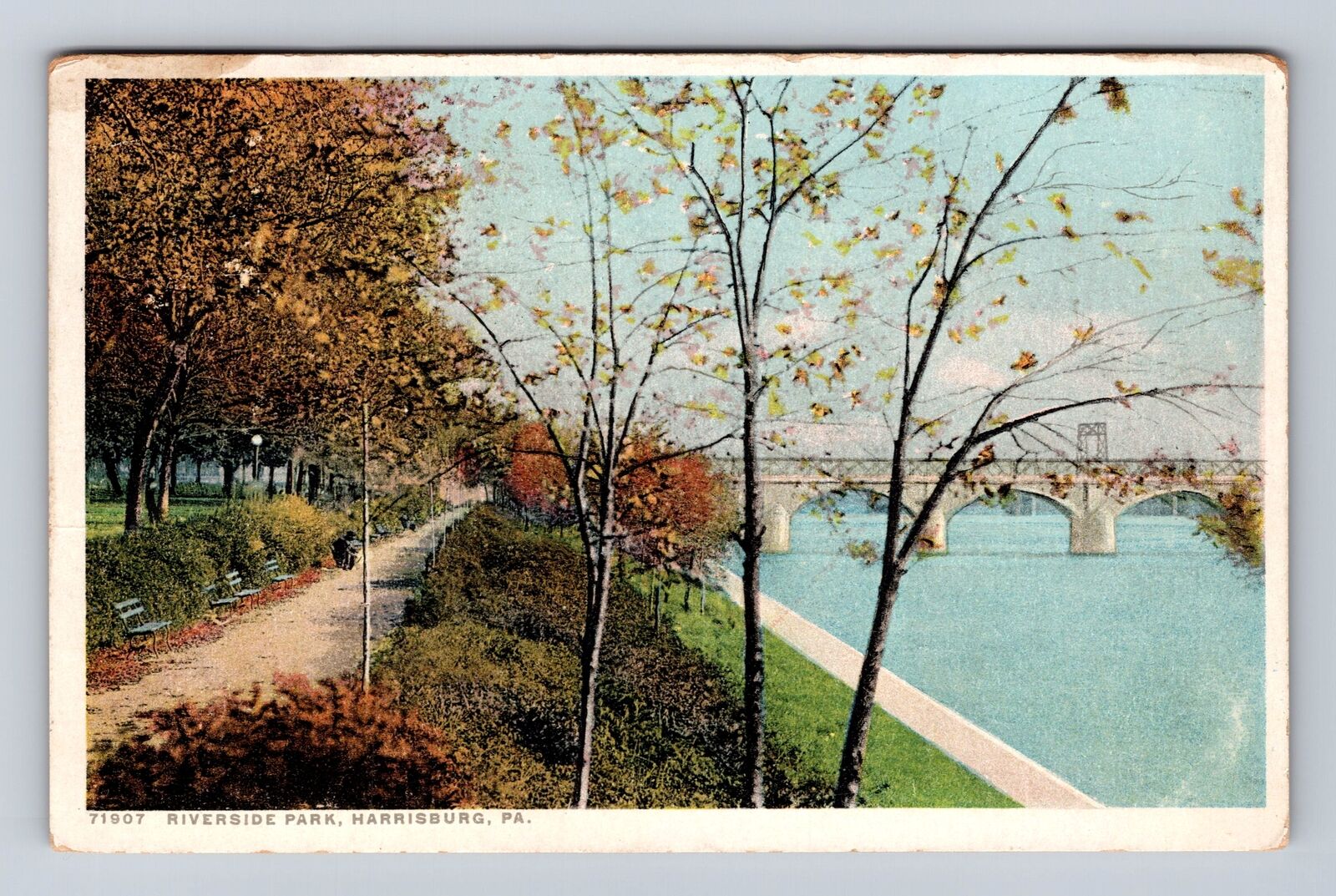 Harrisburg PA-Pennsylvania, Riverside Park, Antique Vintage Souvenir Postcard
