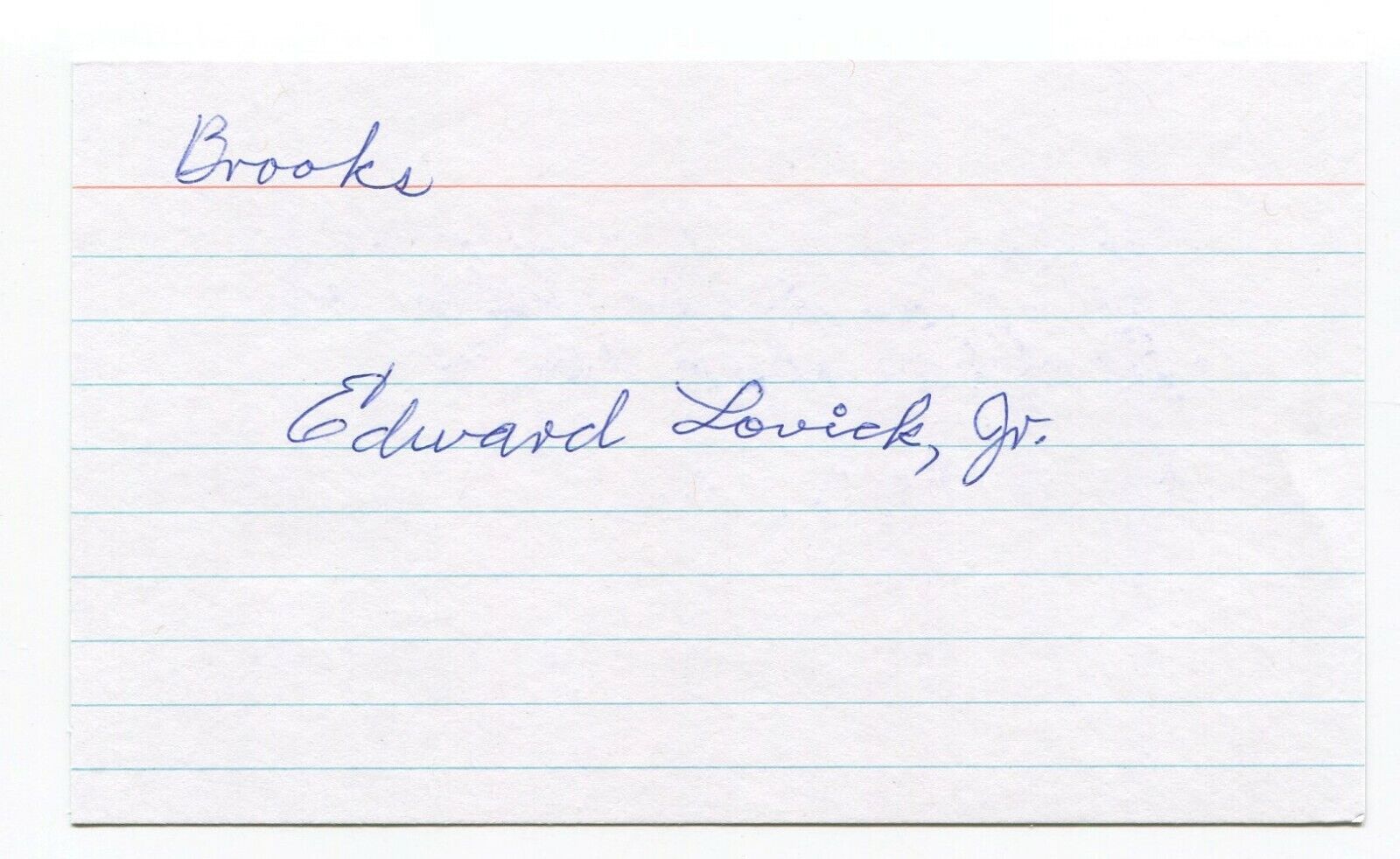Edward Lovick Jr. Signed 3x5 Index Card Autographed Signature Radar Man Aria 51