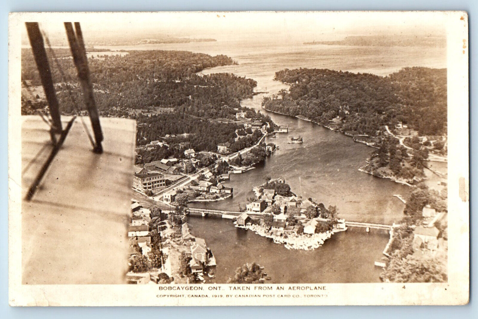 Bobcaygeon Ontario Canada Postcard Taken from an Aeroplane 1919 RPPC Photo