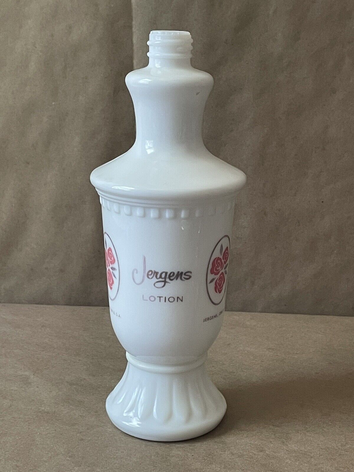 Vintage Jergens Milk Glass Lotion 9 oz USA (Empty) 1950’s