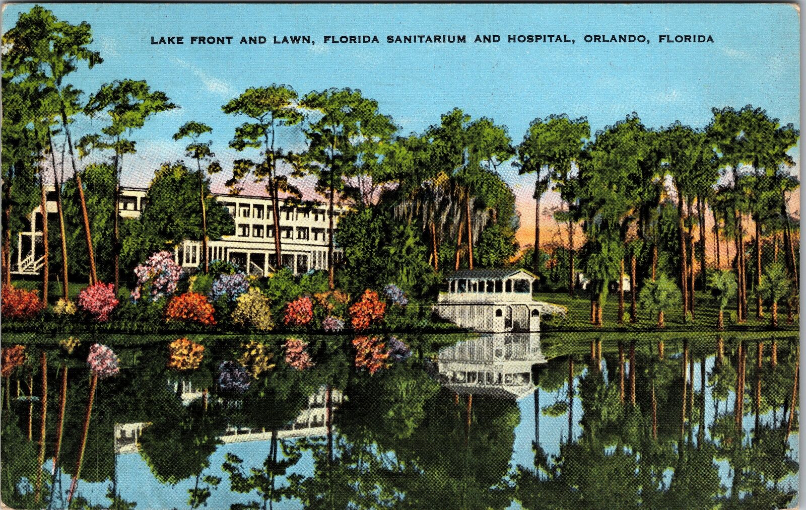 Orlando FL-Florida, Lake Front And Lawn, Scenic View, Vintage Postcard