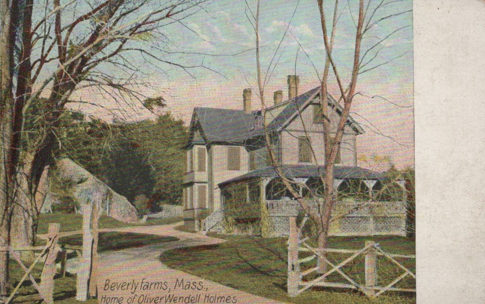 Postcard Beverly Farms MA Home Oliver Wendell Homes 