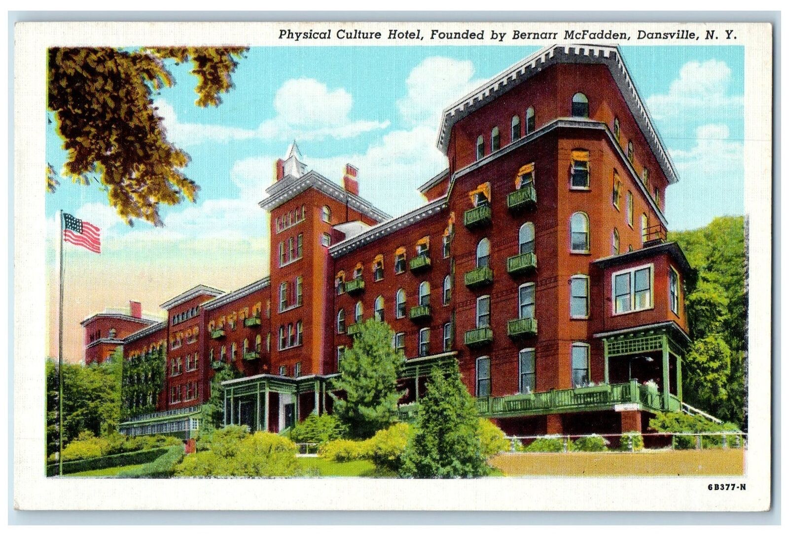 c1940's Physical Culture Hotel Founded Bernarr Mcfadden Dansville NY Postcard
