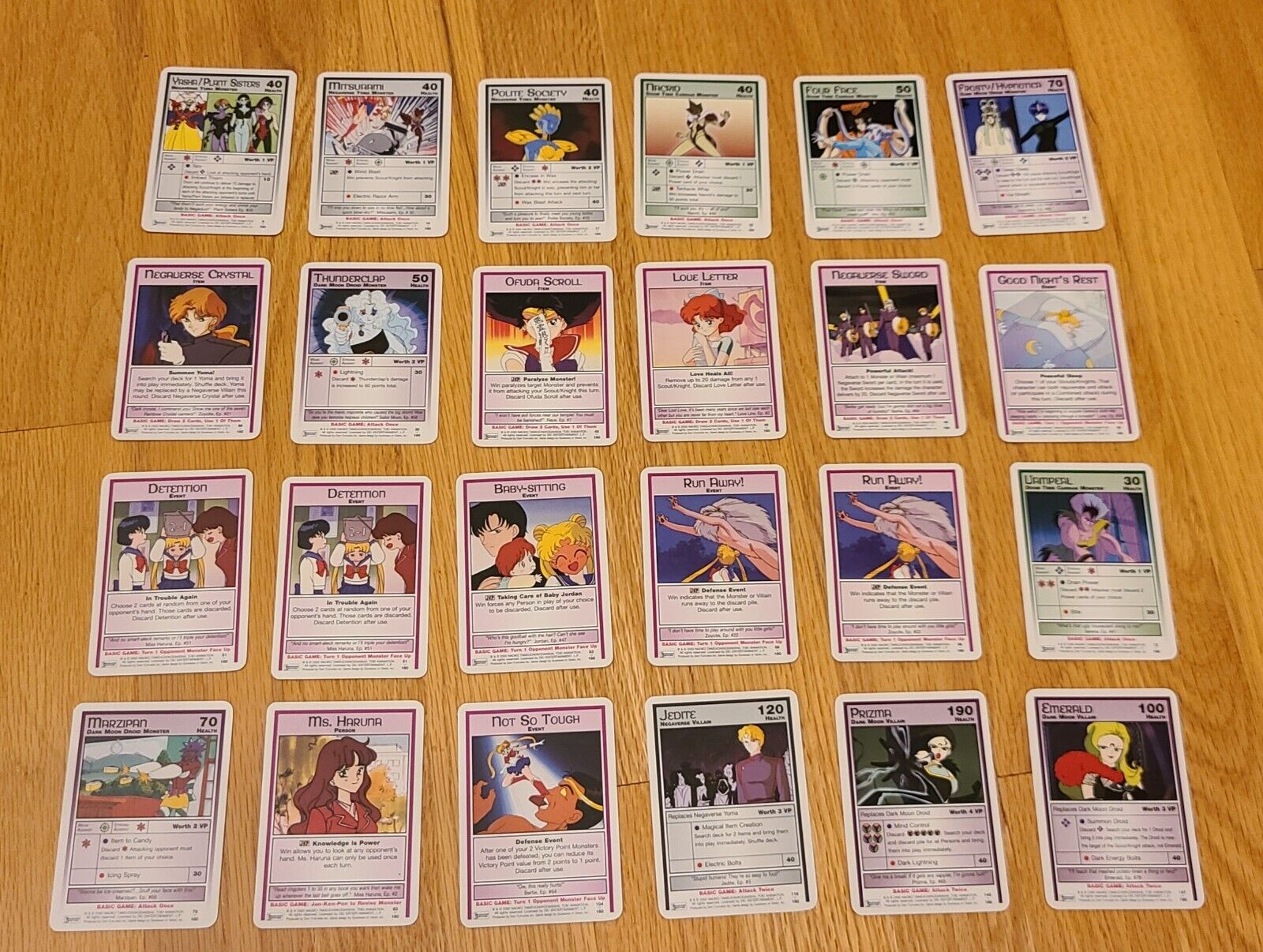 Lot of 24 Sailor Moon Premiere Edition 2000 CCG Cards - Jedite, Emerald, Prizma