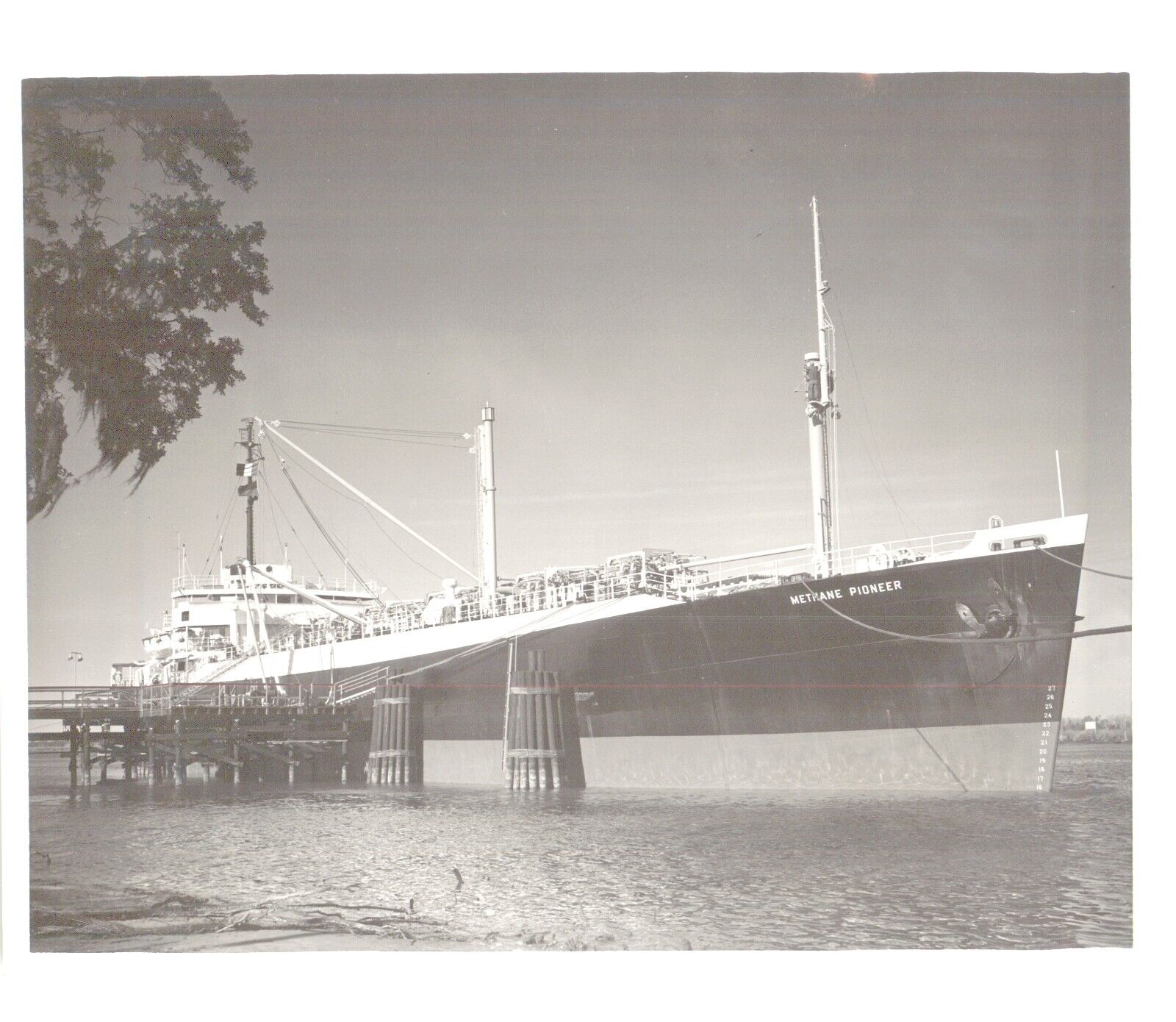 Methane Pioneer CARGO SHIP Docked at LAKE CHARLES Vintage 1959 Press Photo
