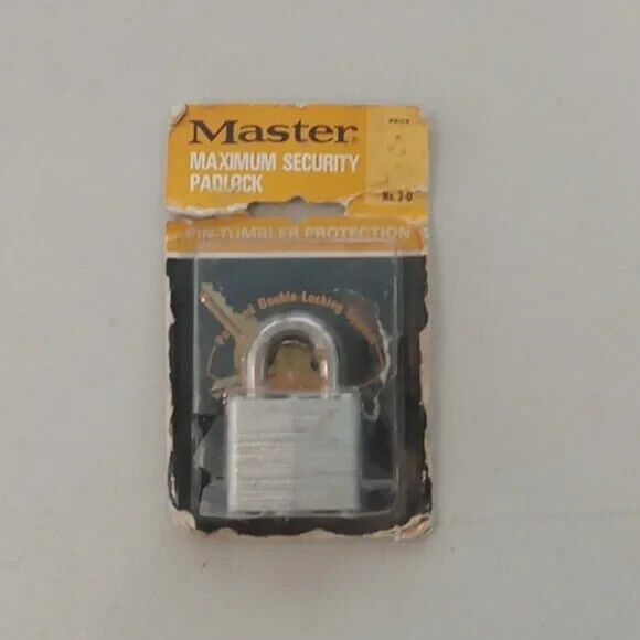 Vintage NOS Master Lock Padlock NO. 3-D Pin Tumbler Made In The  USA